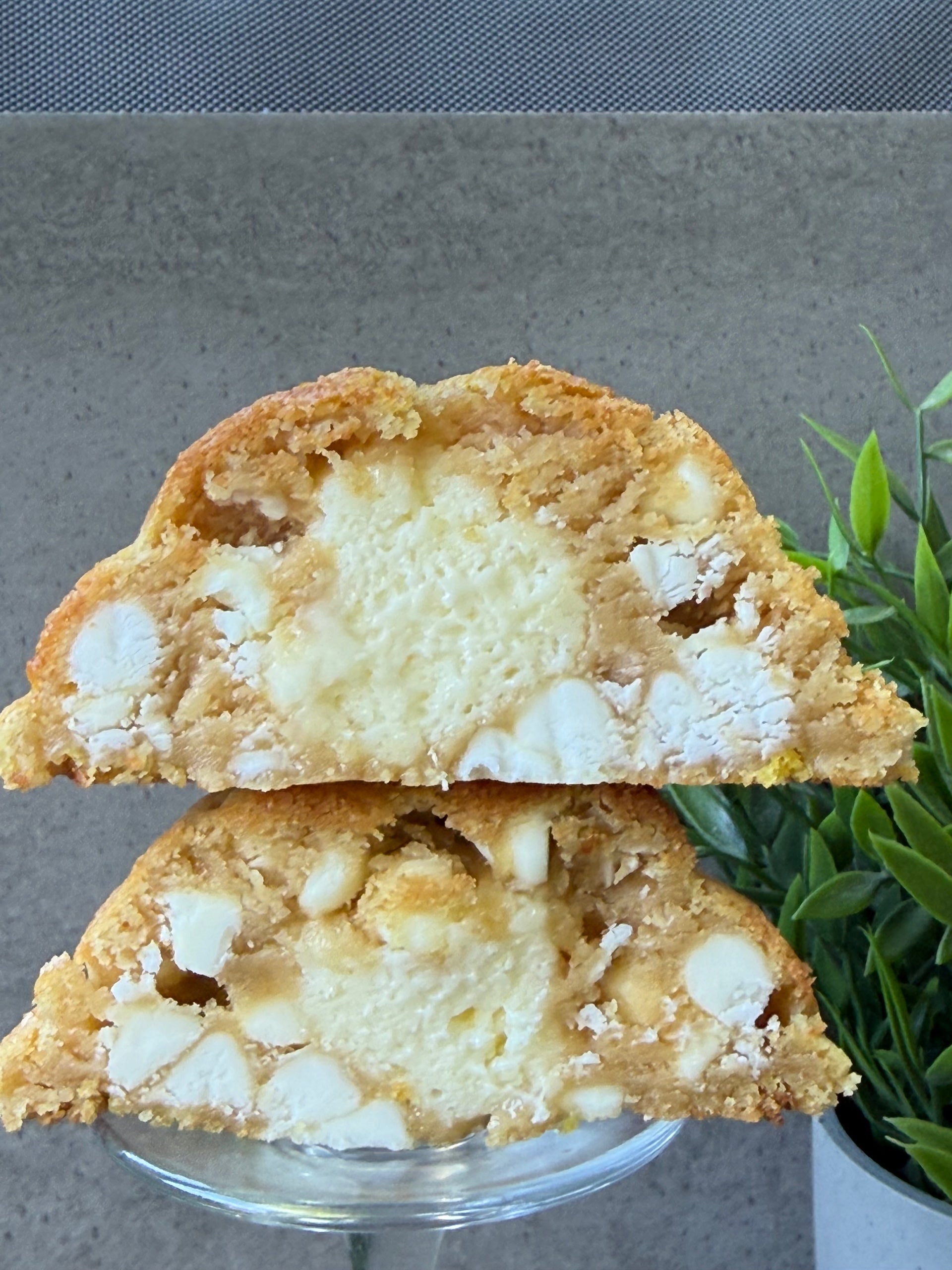 Sunshine & Cream lemon cheesecake stuffed cookie close-up