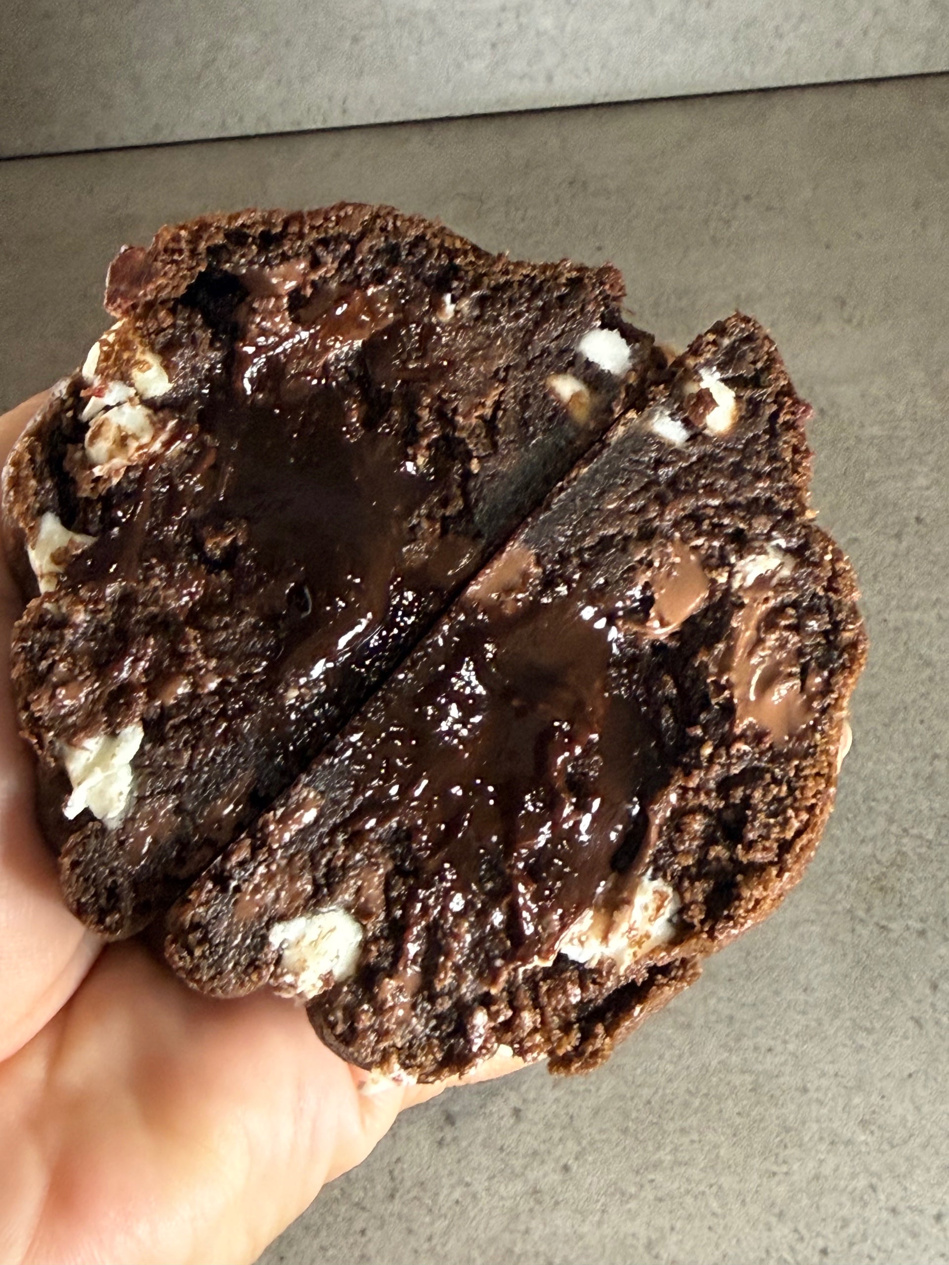 Belle's Midnight Wish double chocolate stuffed cookie close-up